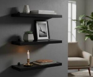 Home kit 3 prateleiras flutuantes mdf preto